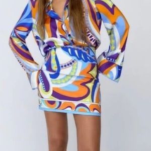 NWT Zara Multicolor Printed Gemoetric Mini Skirt Size XS